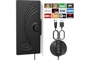 DOCUTCA TV Antenna-TV Antenna Indoor, Smart TV Antenna 600+ Miles Range Reception, HD TV Antenna for Local Channels, 18ft Coax Signal Booster & Support 4K 1080P Suitable for All Smart TV and All Older TV's