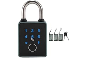 CHEOTIME Heavy Duty Smart Fingerprint Padlock with Key Backup, Weatherproof App Controlled Keyless Entry Electronic Combinati