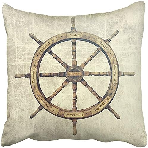Throw Pillow Cover Polyester 18x18 Inch Steering Wheel With Directional Sign Plates With Names Of Canadian National Parks Canada Decorative Cushion PillowCase Two Sides Print For Home
