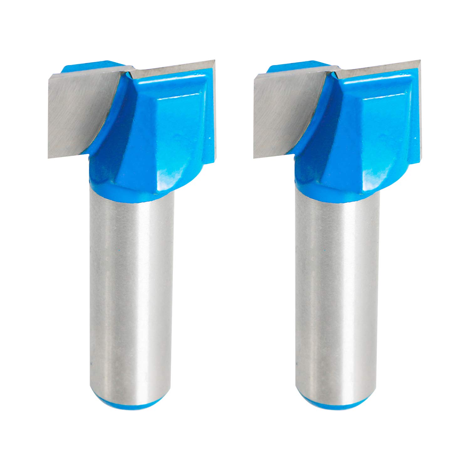 Aopin 1-Inch Dia Bottom Cleaning Router Bit 1/2-Inch Shank, Mortising Bit, Spoil Board Surfacing, Slab Flattening Woodworking Milling Cutter Carbide Tipped, Blue, Silver, 2Pcs