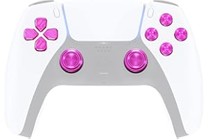 eXtremeRate Purple Metal Thumbsticks Dpad ABXY Buttons for PS5 Controller, Custom Replacement Aluminum Analog Thumbsticks & A