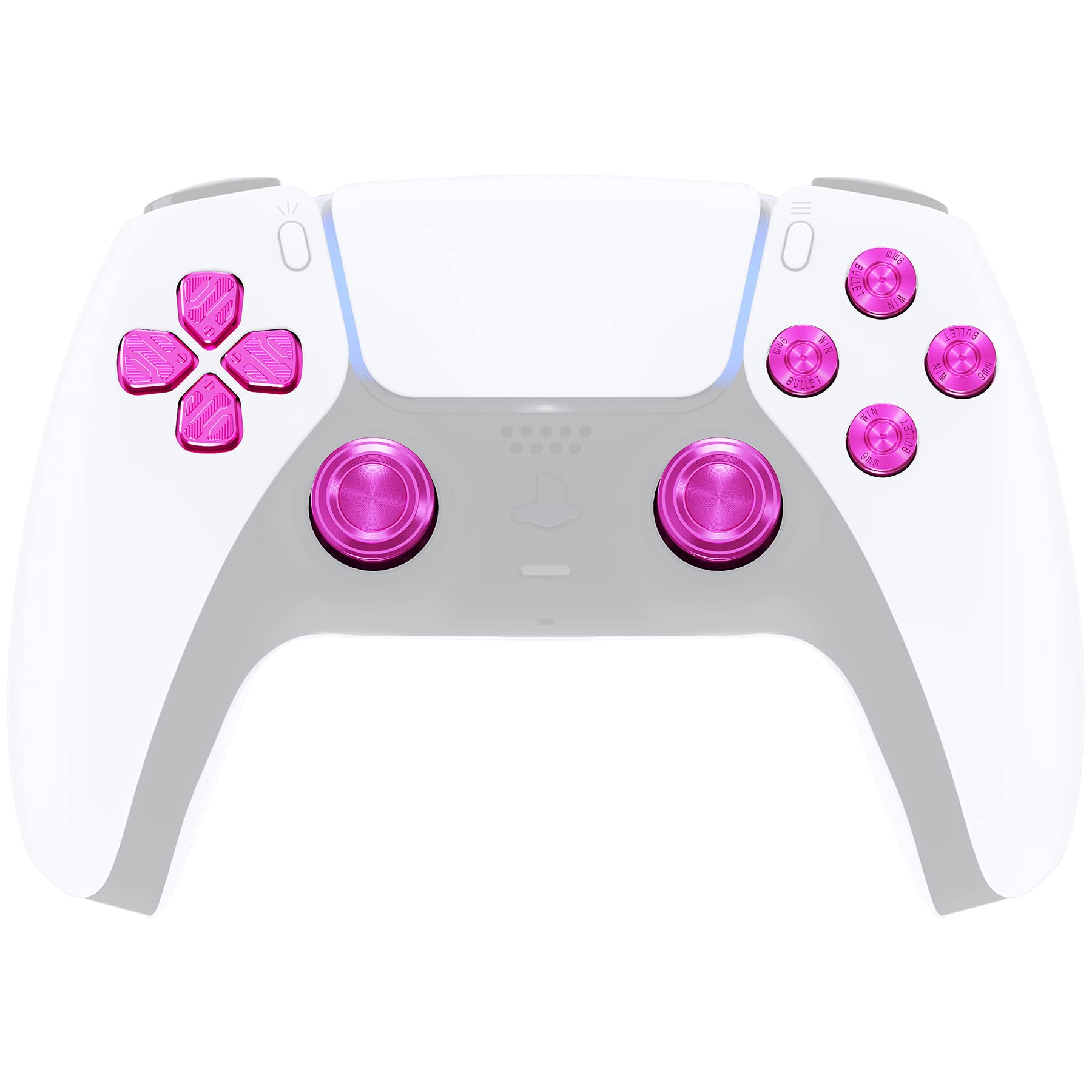 eXtremeRate Purple Metal Thumbsticks Dpad ABXY Buttons for PS5 Controller, Custom Replacement Aluminum Analog Thumb Sticks & Action Buttons & Direction Keys - NO Controller