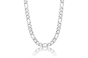 SANNYRA Figaro Mens Chain Necklaces - Stainless Steel Chain Necklace Men - 24K Gold Chain for Boys Silver Chain Jewelry for Men Women