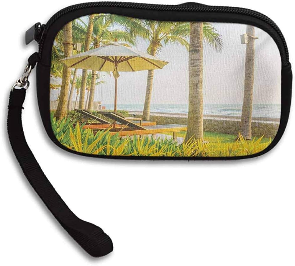 Seaside Small Wallets For Women Palm Trees Umbrella And Chairs