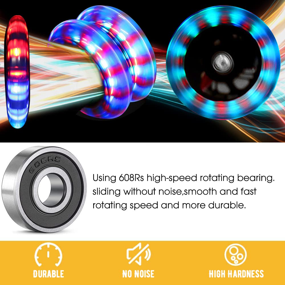 Light Up 100mm Scooter Parts - Bright Kick Scooter Replacement Pair - Smooth Bearing Installed