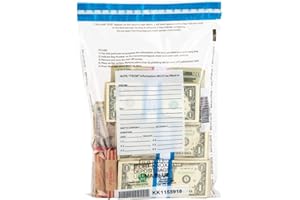 BankSupplies Ultima Blue Clear Deposit Bags | 10W x 14H | Pack of 100 | Transit, Transfer, Valuables | Tamper Evident Tape | Captive Flap Closure | Security Deposit Bag