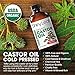 Organic Castor Oil For Eyelashes and Eyebrows (4oz), Hexane Free, Prevents Hair Breakage & Fall, Thickens Eyelashes, Natural Moisturizer