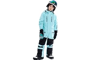 HOTIAN Boys/Girls One Piece Ski Suits Overalls Jumpsuit Windproof Waterproof Snowboarding Snow Suit for Kids Winter Outdoor