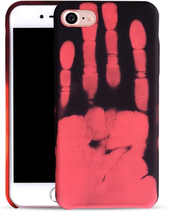 Skitic Magical Heat Sensitive PU Back Case for iPhone 5/5S/SE, Thermal Discoloration PU Protective Cover Fashion Temperature Sensing Color Changing Bumper for iPhone 5/5S/SE - Black to Red