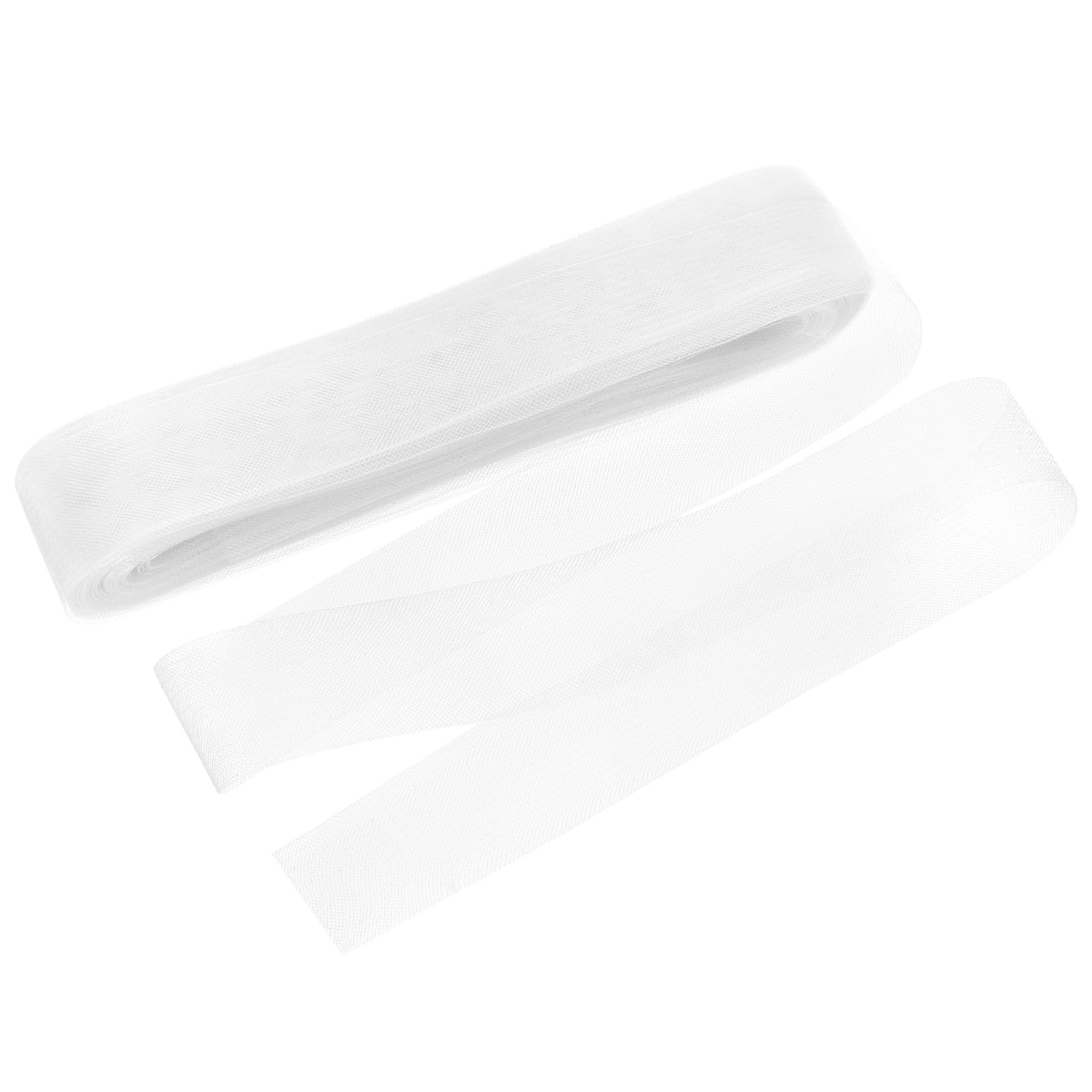 M METERXITY Stiff Horsehair Braid 2 Inch Wide 50 Yards Soft Polyester Horsehair Braid Roll for Wedding Dress/Dance Formal Dress Accessories/Skirt Boning Sewing Shaping [White]