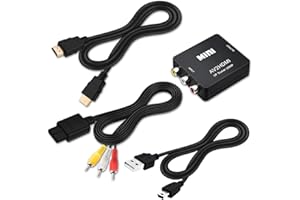 COMeap AV to HDMI Converter, N64 AV Cable for Nintendo 64 / Gamecube/Super Nintendo SNES, RCA to HDMI Converter with USB Power and HDMI 4K Cable, Support TV with RCA or HDMI Input 6FT(1.8M)