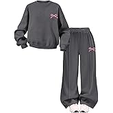 SOLY HUX Toddler Girl's 2 Piece Outfits Fall Clothes Bow Graphic Crewneck Sweatshirt and Pants Spring Clothing Set