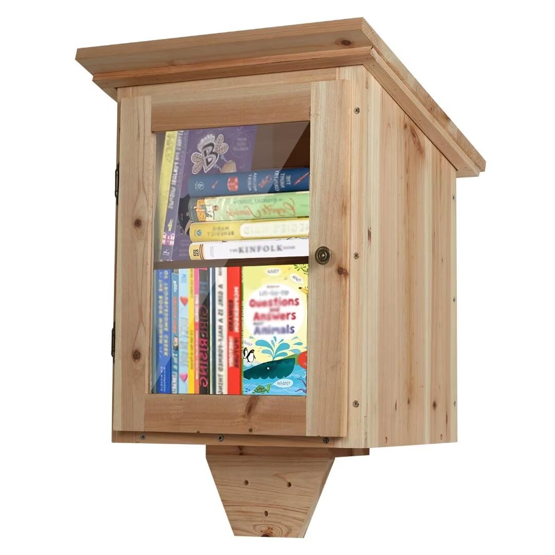 Photo 1 of Ecoaterui Little Library Box Outdoor Free Library - Double Little Library Outdoor Box Storage with Shelf for Neighborhoods, Community, Schools Sharing Books, Literature, Flyers, Newspapers Art