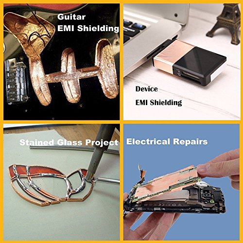 Bestgle 3 Pieces Copper Foil Tape with Double-sided Conductive 3 Sizes for EMI Shielding,Stained Glass,Soldering,Electrical Repairs,Paper Circuit,Grounding (6/8/10mm X 27 yard)