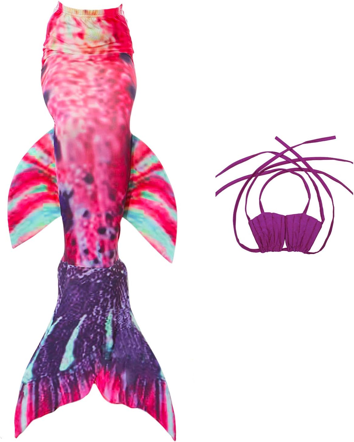 MENAFIN Girls Fin Mermaid Tail Swimwear With Monofin Costume Swim Sets