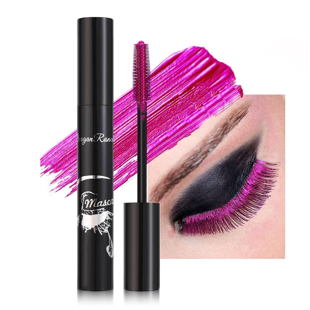  GL-Turelifes Colorful Mascara Sensational Pink Mascara Charming, Limitless Length & Volume, Flex Tower Brush, Thick & Long Eyelash Waterproof and Smudge-proof Eyes Makeup (#08 Rose Red)