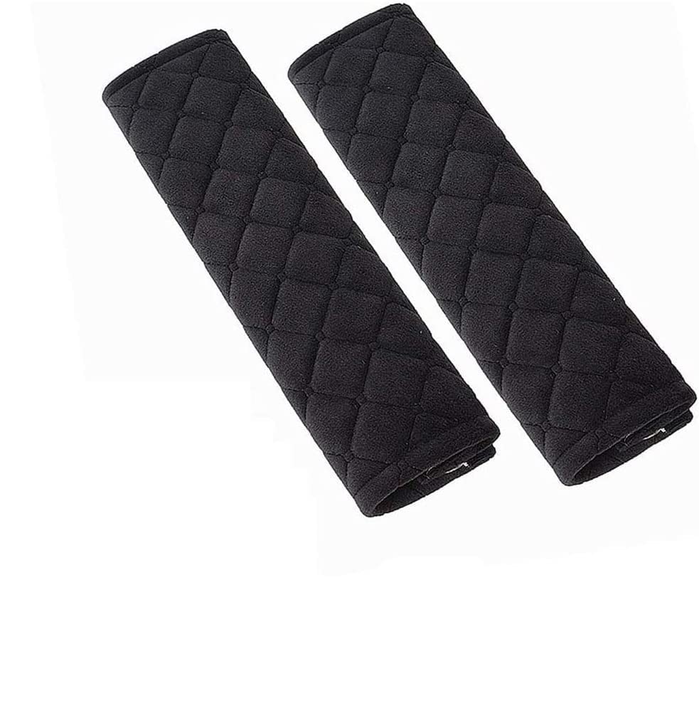 Car Seat Belt Pad Cover, Car Seat Belt Strap Pad, 2 Pack Travel Cushion Seat Belt Covers (Black)