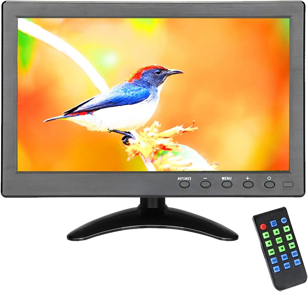 LONCEVON 10 inch Portable CCTV Monitor with HDMI VGA AV Input Port ; Raspberry PI Display Monitor Screen ; Small Compact Second Monitor for PC ; Build in Dual Speaker, USB Port