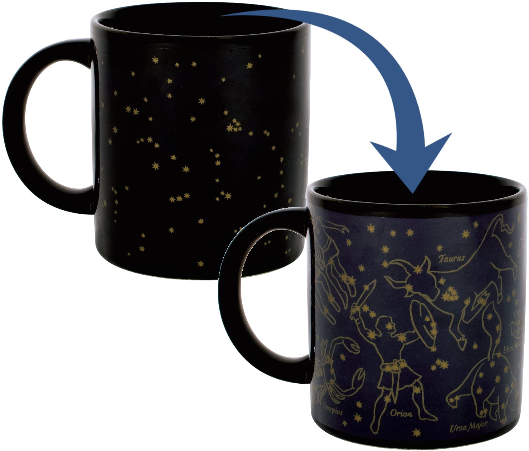 The Unemployed Philosophers Guild Heat Changing Constellation Mug - Gold Stars - Add Coffee or Tea and 11 Constellations Appear - Comes in a Fun Gift Box