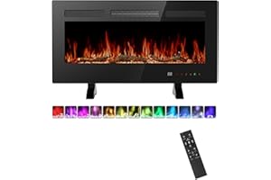AIDOLY 36" Electric Fireplace Insert, 1500W Wall Mounted & Recessed Fireplace Heater with Remote & Touch Screen, Adjustable Flame Color & Brightness, 12H Timer, Low Noise Electric Fireplace for Indoor Use