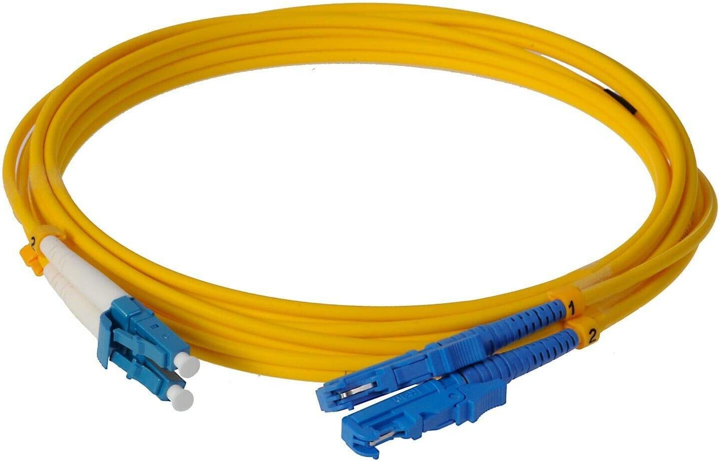 CHB 5 Meter Duplex Fibre Optic Patch Cable SC LC FC E2000 APC UPC Single Mode OS2 9/125 Yellow Patch Lead 2mm Fiber Patchcord (LC/UPC - E2000/UPC)
