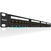 Rapink Patch Panel 24 Port Cat6 10G Support, Network Panel UTP 19-Inch, Wallmount or Rackmount 1U Ethernet Patch Panel Punch Down Block for Cat6, Cat5e, Cat5 Cabling