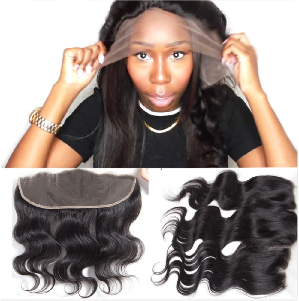 Brazilian Body Wave Lace Frontal Closure Bleached Knots 13X6 Virgin Human Hair Ear To Ear Full Lace Frontal Piece With Baby Hair(13X6 Lace Frontal Closure Body Wave 12")