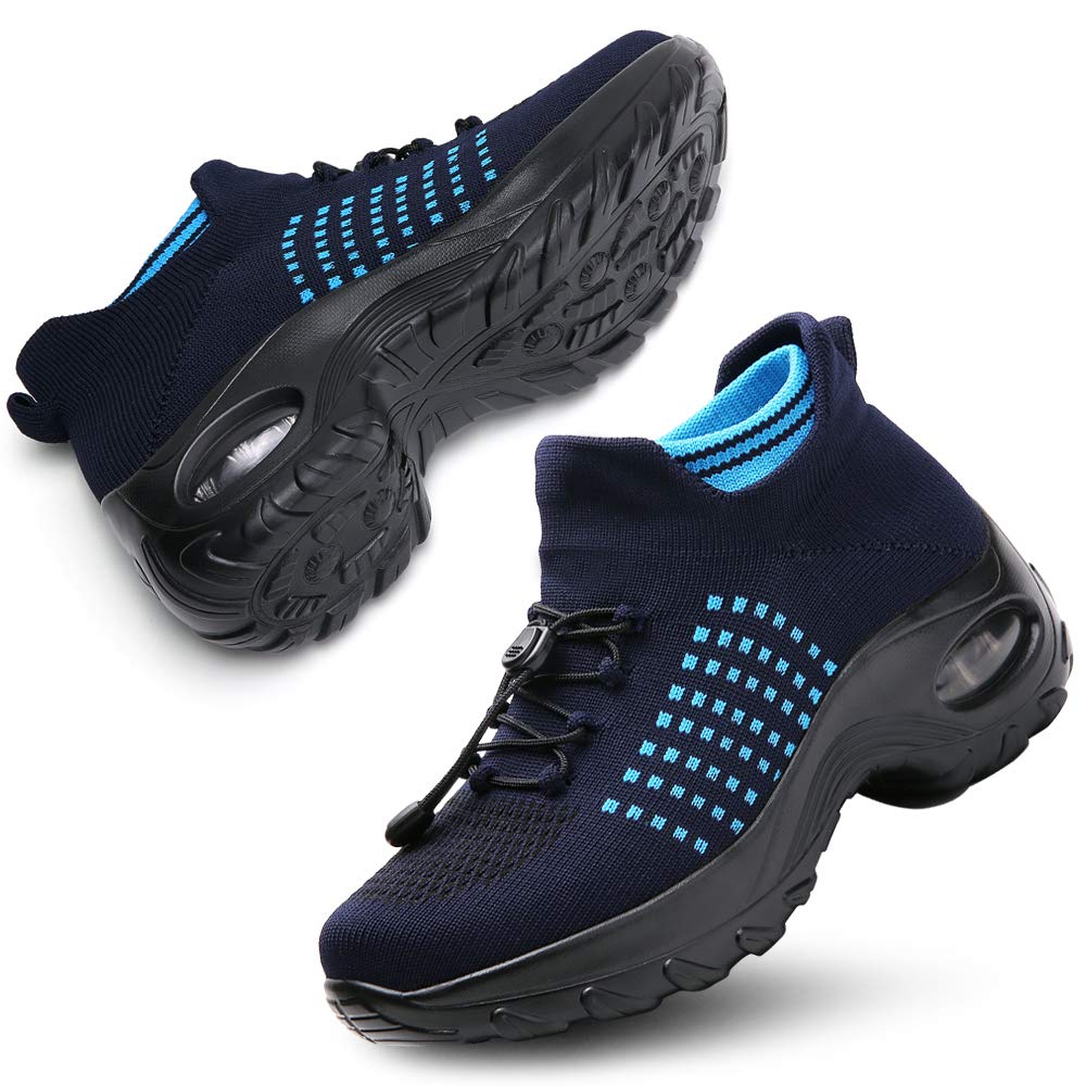 Tsiodfo Womens Platform Wedge Fashion Sneakers Breathable Comfort Slip On Athletic Walking Shoes