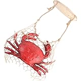 VOSAREA Beach Themed Decor for Home Resin Wall Hanging Decoration Animal Wall Art Sculpture Seafood Model Toy with Fishing Ne