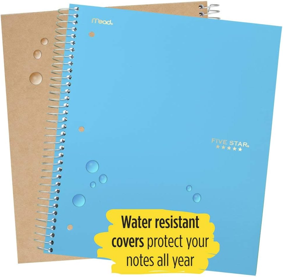 Five Star Spiral Notebooks, 1 Subject, College Ruled Paper, 100 Sheets, 11 x 8-1/2 inches, Assorted Colors, 6 Pack (38057) : Office Products