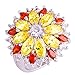 Psiroy Women's 925 Sterling Silver Plated Created Citrine Filled Flower Shaped Statement Ring Size 7