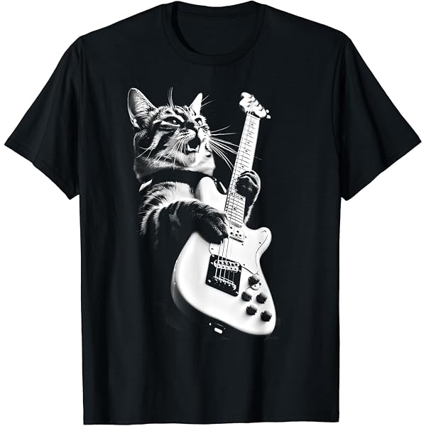 T-Shirt Homme Coton Gildan – Imprimé Guitare Électrique Squelette Guitariste – Taille Au Choix