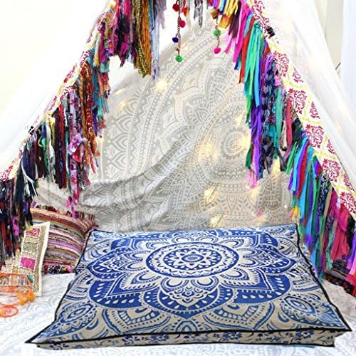CRAFT PLACE Indian Mandala Floor Pillow Square Ottoman Pouf Daybed Oversized Cushion Cover Cotton Seating Ottoman Poufs Dog or Cat/Pets Bed 35" (Pillow Cover Without Insert) AA-28