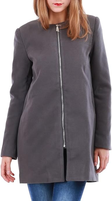 La Modeuse Manteau Femme A La Coupe Droite Sans Col Amazon Fr Vetements Et Accessoires