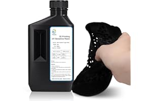 YOUSU Flexible Tough (Shore 80A) 3D Printer Resin, Soft Rubber/TPU Like 3D Printing Resin1, High Elongation 405nm Fast UV-Curing Photopolymer Resin for LCD Printer,Black 1000g