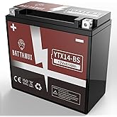 Battanux YTX14-BS Gel Motorcycle Battery, 12V 14Ah Non-Spillable Maintenance-Free Power for ATV, UTV, Snowmobile, Motorbike –