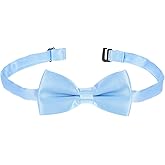 Telooco Light Blue Bow Ties for Boys Pre-tied Kids Bow Tie Adjustable Solid Color Toddler Bowtie for Boys Girls School Wedding Party