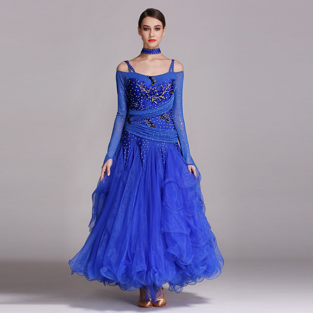 ロイヤルブルー ベリーダンス衣装 ラテンワンピース 発表会用ダンスウェア 演出服 練習着 ラテン系ダンスドレス ワルツ専用 社交ダンスドレス モダン ダンス発表会用 S B075jdkjls 社交ダンス 安い購入 Mongolianski Mn
