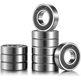 Donepart R8-2RS Bearing 1/2x1-1/8x5/16, Rubber Sealed Steel, 10-Pack