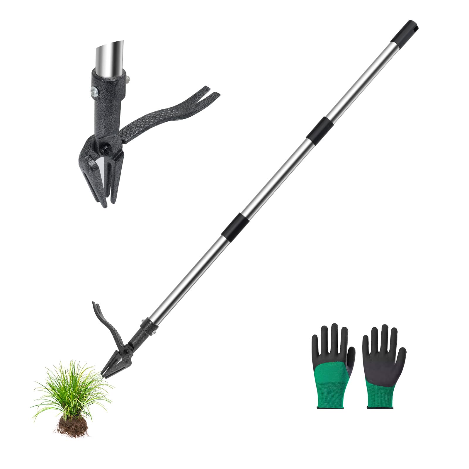 Photo 1 of Wexoride  Puller Tool Stand Up Weeder with Long Handle & 4-Claw Steel Head Manual Weed Remover Tool for Lawn and Garden (Steel)