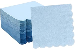 Cocktail Napkins with Scalloped Edge 100Pcs Blue Guest Towels 5x5 Disposable Tissue Paper Dessert Napkins for Gender Reveal W