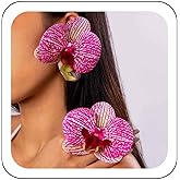 Zeshimb Bohemian Flower Stud Earrings Big Butterfly Orchid Flower Earrings Large Flower Statement Earrings Artificial Floral Petal Earrings Exaggerated 3D Hawaii Flower Earrings Jewelry for Women