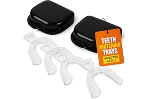 COOL TEETH WHITENING Teeth Whitening Trays Moldable and Trimmable, 4 Custom Fit Dental Bleaching Trays with 2 Cases, Compatible with All Whitening Gel Brands (Gel Not Included) Comfortable Thin Slim Design