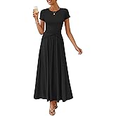 ZESICA Women's 2026 Summer Short Sleeve Maxi Dresses Twist Front Wedding Guest Cocktail Flowy A Line Long Dress