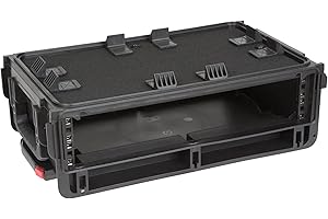 SKB Studio Flyer Rack Case - 2U Waterproof Carry-on with Laptop Surface, Molded Rack Rails, Rubber Cleats and Quiet Wheels, Ideal for Musicians, Black