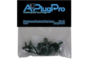 APLUGPRO WEATHERPROOF YOUR PLUGS Weatherproof Gaskets & Plug Covers Outdoor/Indoor Waterproof GFCI Protectors | Christmas Light Installation, Indoor Gardening, Extension Cords, Stop GFCIs from Tripping (Green, Qty 5)