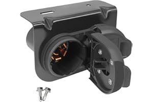 NeaLia Premium 7 and 4 Pin Trailer Connector, 7 Blade Round Trailer Socket and 4 Way Flat Adapter with Bracket, Truck Plug for Towing Pickup SUV RV Camper Hitch Wiring Harness Replacement