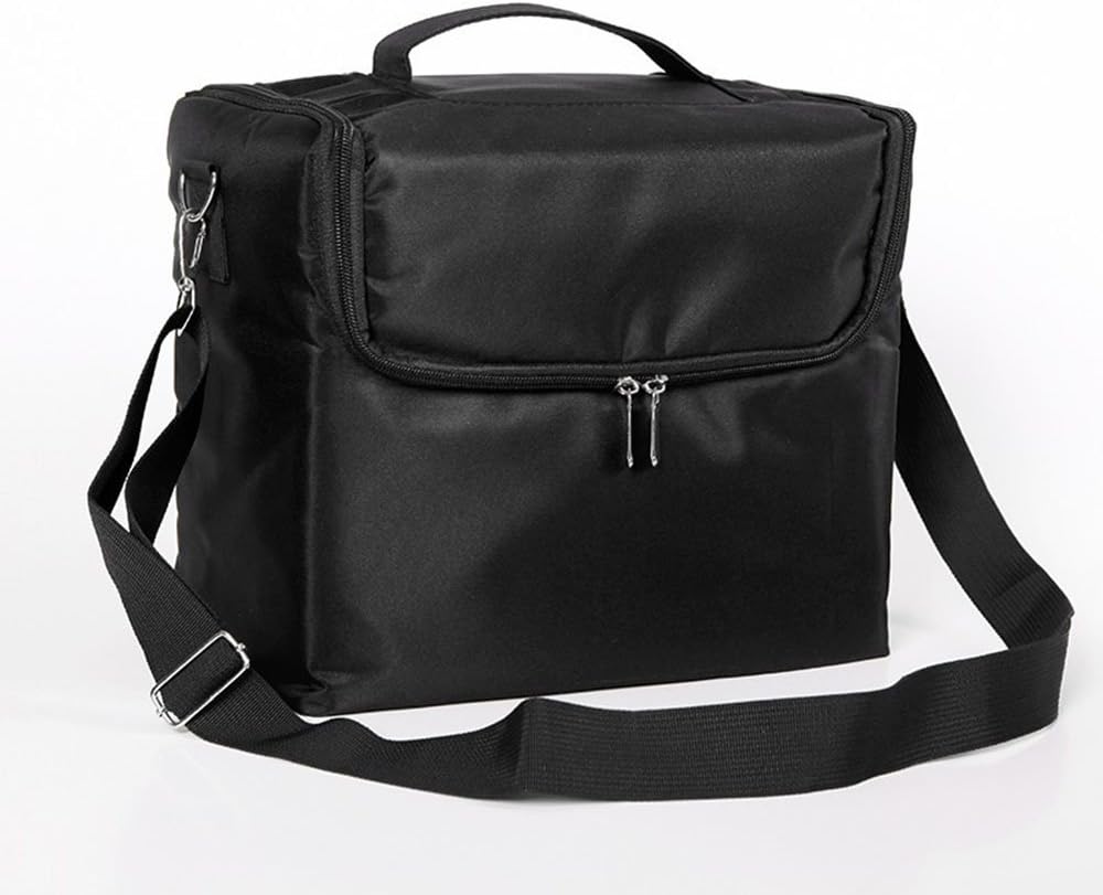 Makeup Train Case 4 Tray Makeup Cosmetic Case Organizer Professional Cosmetic Bag Makeup Artist Storage Bag Makeup Artist Organizer with Shoulder Strap for Cosmetics Makeup Toiletry Jewelry Black