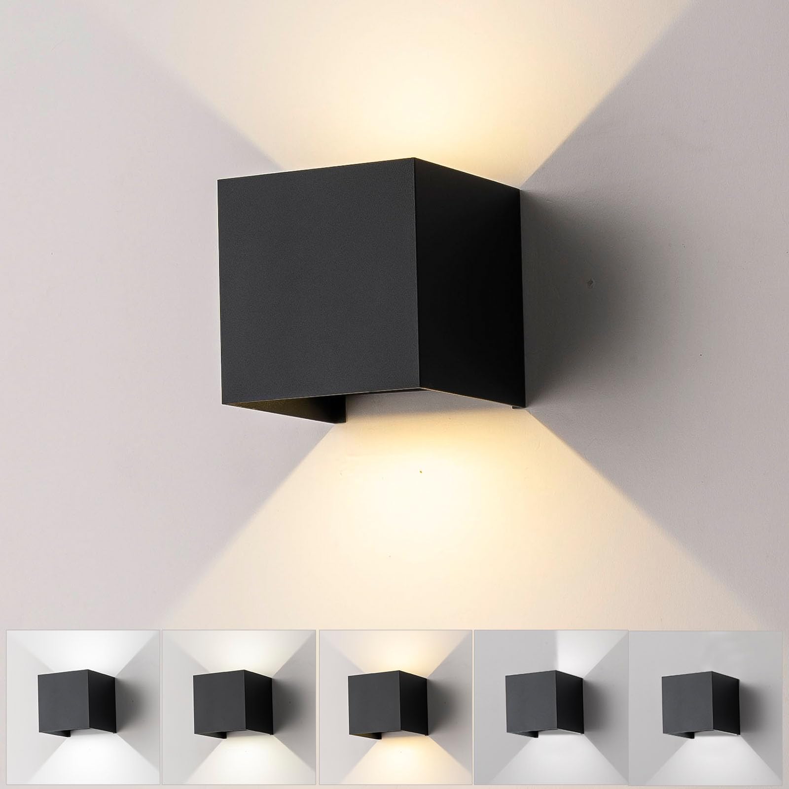 Photo 1 of ***EXPOSED WIRES*** Nigaut Modern Outdoor Wall Light with 3 Modes(3000K&4000K&6500K), 15W Aluminum Outdoor Wall Sconce for Porch with Adjustable Beam Angle LED Exterior/Interior Lighting Fixtures