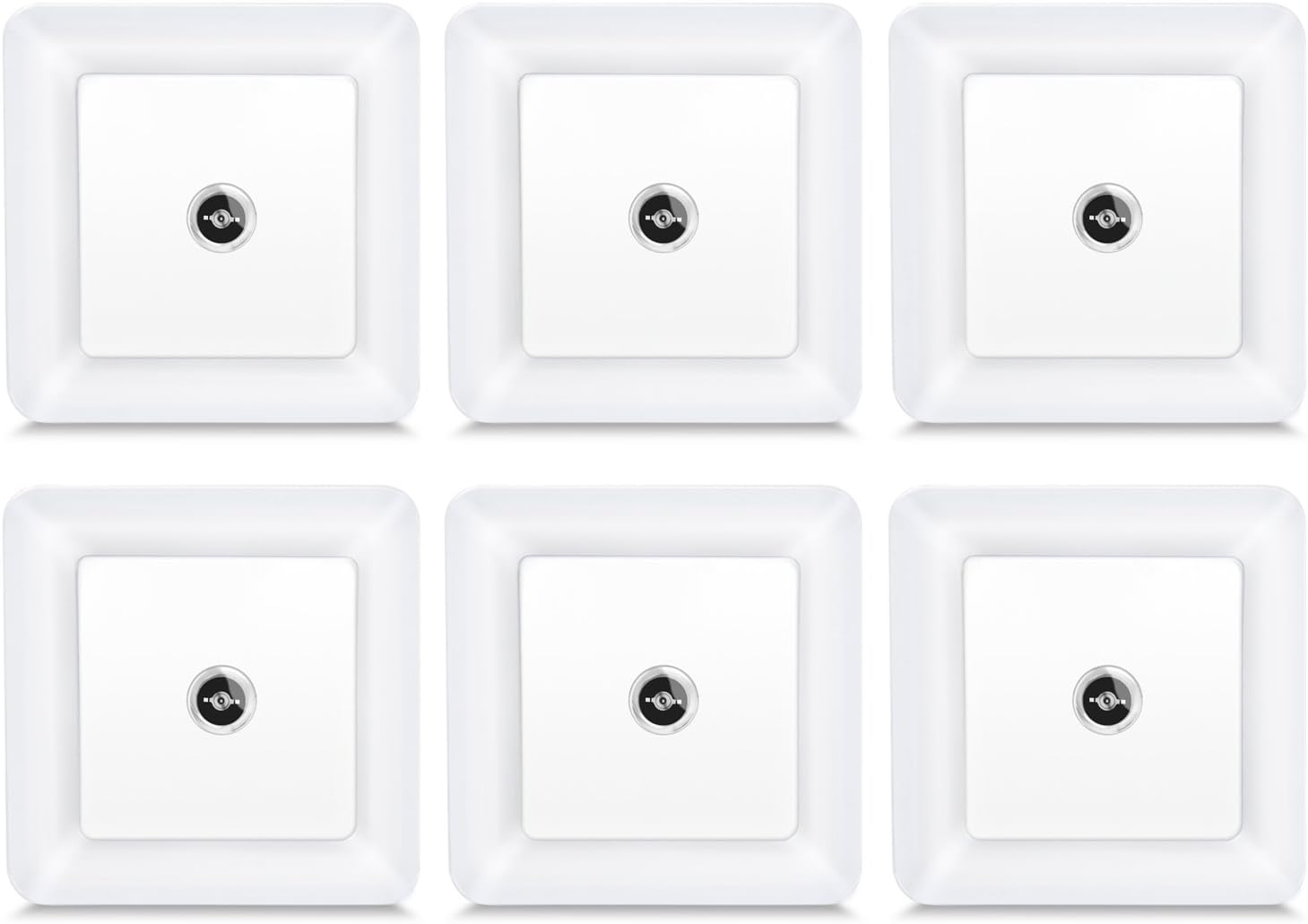 TENACHI Plug in LED Night Light Lamp Wall Lights with Dusk to Dawn Light Sensor 0.5W 6 Pack Square - Daylight White